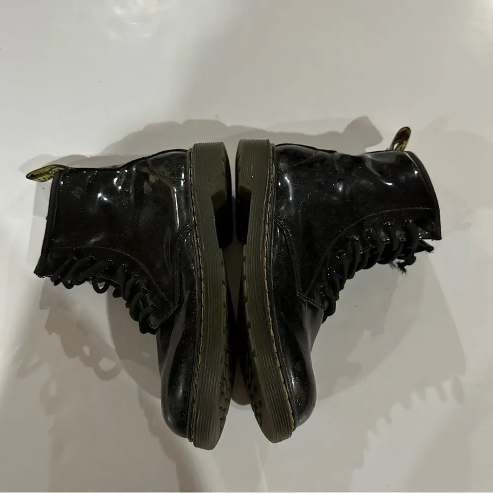 Doc Marten 1460 Black‎ Glitter Lace Up Boots Size 4